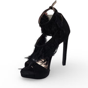 Jeffrey Campbell Plume Black Suede Ankle Strap Stiletto High Heeled Sandals