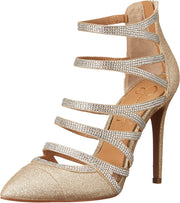 Jessica Simpson Parminda 2 Champagne Pointed Toe Stiletto Heel Strappy Pumps