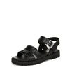 Dr. Scholl's Take Five Black Fashion Buckle Open Toe Platform Flat Sandals