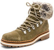 Sam Edelman Bowen Moss Green Combat Fur Lined Lace Up Combat Hiker Fashion Boot