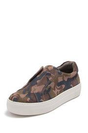 JSlides Women's ALARA 1 Leather Upper Slip-On Sneaker, GREEN CAMO SUEDE Platform