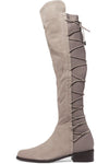 Schutz Talia Mouse Lace Up Neoprene Suede Knee High Flat Fitted Riding Boots
