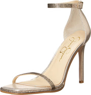 Jessica Simpson Ostey Champagne Ankle Strap Squared Toe Stiletto Heeled Sandals