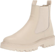 Dolce Vita Moana H2O Off White Leather Pull On Round Toe Lugged Sole Ankle Boots