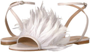 Pour La Victoire Layla Ivory Flat Feathered Sandals Ivory White Feather