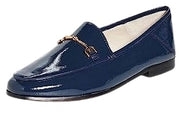 Sam Edelman Loraine Navy Lior Leather Slip-On Chain Detail Vamp Loafers