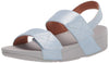 FitFlop Women's Wedge Sandal Mina Light Blue Wedge Mule Sandals