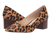Sole Society Tan Black Leopard Block Heel Pointed Toe Dress Pumps