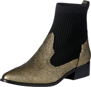 Cecelia New York Tomas Black Gold Sock-Knit Leather Almond Toe Western Bootie