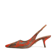 Sam Edelman Bianka Orange Slingback Kitten Heeled Pointed Toe Fashion Pumps