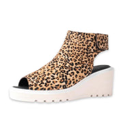 Cecelia New York Gianna Leopard Wedge Peep Toe Adjustable Ankle Strap Sandals