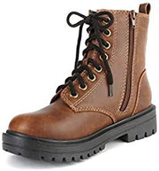 Soda Firm Whiskey Lace Up Rounded Toe Chunky Platform Classic Combat Ankle Boots