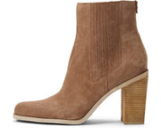 Sam Edelman Emalia Taupe Block Heel Pointed Toe Pull On Leather Ankle Boots