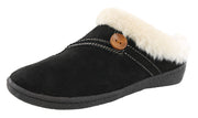 Clarks Womens Slipper Suede Leather Knitted Collar Clog Button Overlay Clogs