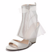 Cecelia New York AMELIA Peep Toe Shootie White Mesh Bridal Chic Sandal Pumps