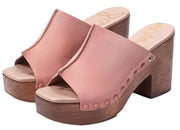 Sam Edelman Josselyn Clay Squared Open Toe Slip On Studded Block Heel Sandals