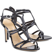 Schutz Women's Malinda Black Patent Leather Open Toe Strappy Formal Sandal Pumps