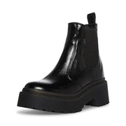 Steve Madden Manzo Black Patent Pull On Rounded Close Toe Classic Chelsea Boots