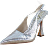 Sam Edelman Odette Soft Silver Fashion Buckle Pointed Toe Slingback Stiletto Pumps