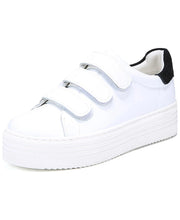 Sam Edelman Spence White Black Velcro Strap Round Toe Fashion Platform Sneakers