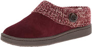 Clarks Angelina Burgundy Knitted Collar Winter Clog Rounded Closed Toe Slipper-Wide