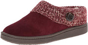 Clarks Burgundy Knitted Collar Winter Clog Rounded Closed Toe Slipper