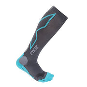 2XU Women's Hyoptik Compression Socks, Grey/Ice Green,