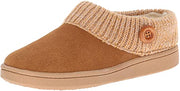 Clarks Cinnamon Knitted Collar Winter Clog Rounded Toe Slipper-Wide