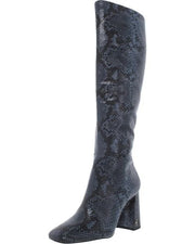 Sam Edelman Clarem Dark Blue Snake Zip Block Heel Almond Toe Knee High Boots