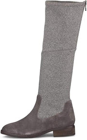 Klub Nico Zuri Grey Fashion Side Zip Suede Stacked Heel Riding Knee High Booties