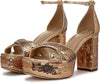 Sam Edelman Jullian Amber Gold Sequin Open Toe Ankle Strap Block Heeled Sandals 6