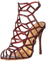 Schutz Juliana Dress Sandal Red Wine Crocodile High Stiletto Heel Single Sole