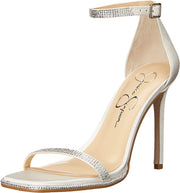 Jessica Simpson Ostey White Ankle Strap Stiletto Heel Squared Toe Heeled Sandals