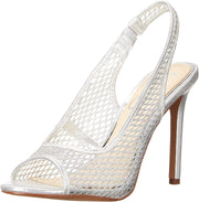 Jessica Simpson Jaisey Clear/Silver Peep Toe Slingback Stiletto Heeled Sandals