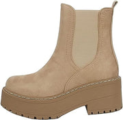 Soda Yossi Camel Pull On Rounded Toe Chunky Platform Ankle Fashion Boots