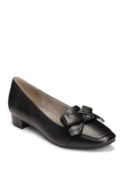 Aerosoles Black Bow Detail Vamp Slip On Low Heeled Comfortable Classic Loafer