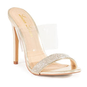 Lauren Lorraine Les Gold Transparent Cuff OpenToe Heeled Sandals