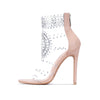 Cape Robbin Pepero Nude Embellished Clear Rhinestone Open Toe Bootie Sandals
