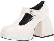 Circus by Sam Edelman Kay White Buckle Ankle Strap Block Wedge Heel Pumps Shoes