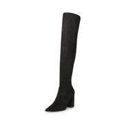 Steve Madden Huntley Black Pointed Toe Block Heel Over-The-Knee Fashion Boots