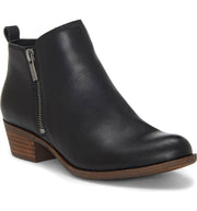 Lucky Brand Basel Black Leather Zipper Block Low Heel Rounded Toe Ankle Booties