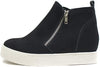 Soda Taylor Black Suede Pull On Rounded Closed Toe Side Zipper Fashion Sneaker
