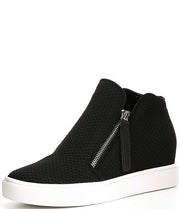 Steve Madden Click Black Closed-Toe Hidden Wedge Heel Dual-Side Zippers Sneakers