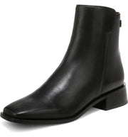 Sam Edelman Thatcher CLT Black Side Zipper Squared Toe Stacked Heel Ankle Boots