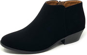 SODA New Black Nubuck Block Heel Closed Rounded Toe Side Zipper Ankle Booties