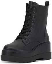 Jessica Simpson Imelda Black Rounded Toe Side Zip Lace Up Combat Platform Boots