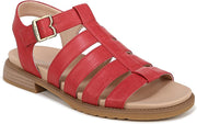 Dr. Scholl's A Ok Heritage Red Smooth Rounded Open Toe Ankle Strap Flats Sandals