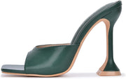 Cape Robbin Lithe Green Sexy High Spool Heel Open Squared Toe Slip On Pumps