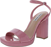 Steve Madden Camaron Pink Patent Ankle Strap Squared Open Toe Platform Sandals