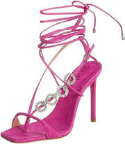 Schutz Vikki Glam Very Pink Ankle Strap Lace Up Open Toe High Heel Tie Up Sandal